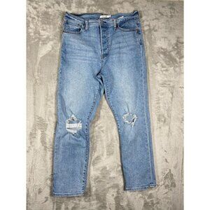 Levi’s Wedgie Straight Women’s Jeans Size 32 Distressed Light Wash Button Fly